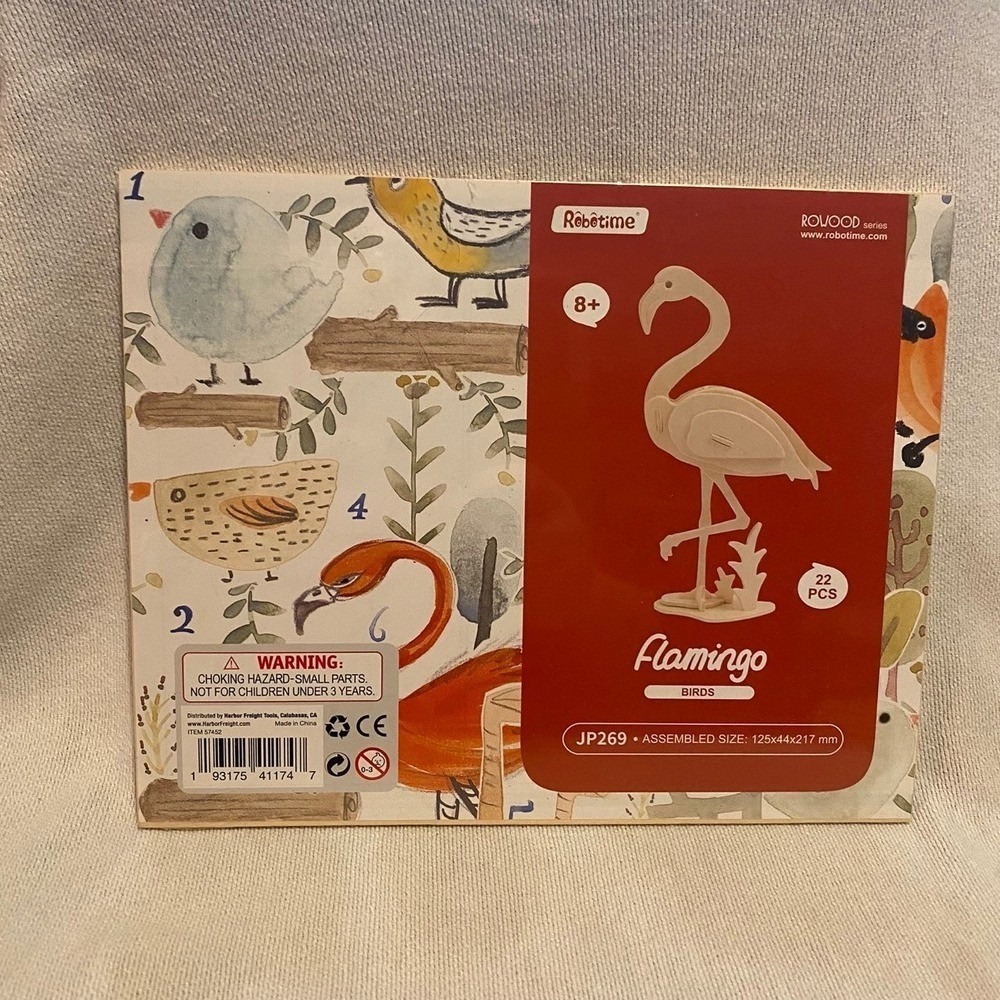 Robotime Rolife Flamingo 3D Wooden Puzzle DIY Model Kit JP269 22 PCS New